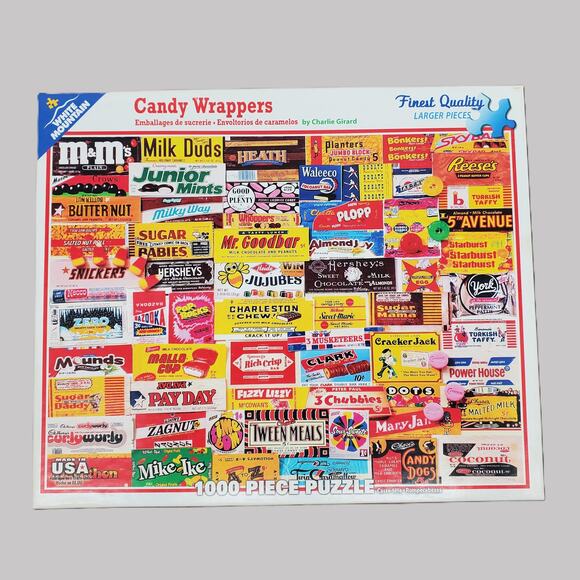 White Mountain Vintage Candy Wrappers 1000 Piece Puzzle 862C 24inx30in Pre-Owned - Picture 1 of 8